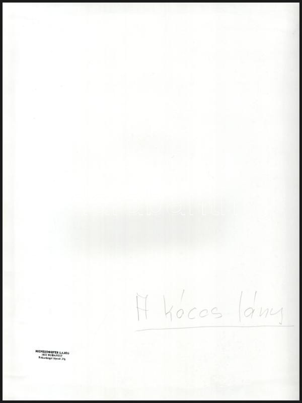 cca 1986 Menesdorfer Lajos (1941-2005) budapesti fotóművész hagyatékából, pecséttel jelzett, feliratozott, vintage fotóművészeti alkotás (A kócos lány), ezüst zselatinos fotópapíron, 40x30 cm - Image 2