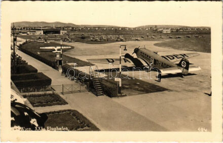 Wien, Vienna, Bécs; Flughafen / WWII German military, airport with Lufthansa Ju-52 D-ADER 'Hans Wende' aircraft, swastika