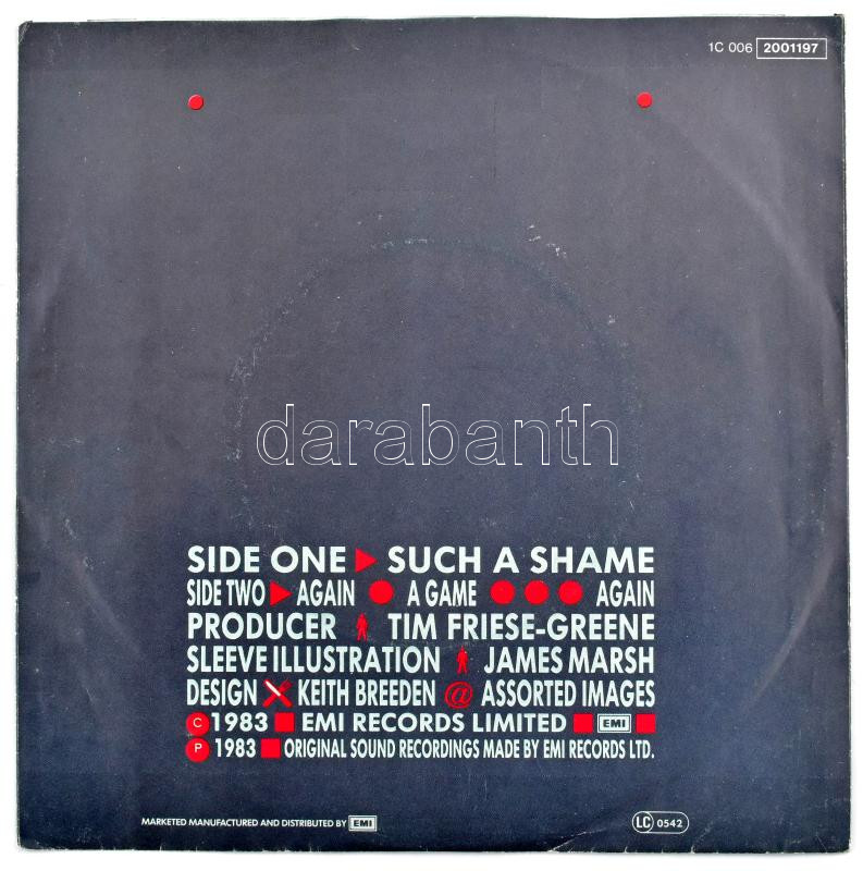 Talk Talk - Such A Shame, bakelit, 7', 45 RPM, Single, EMI, jó állapotban - Image 2