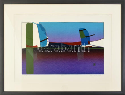 Jávor Piroska (1944-): Jó szél, 1986. Szitanyomat, papír. Jelzett, próbanyomat. Üvegezett fakeretben. 30x48 cm/ serigraphy on paper, signed, proof print, framed