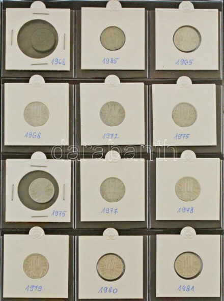 Ausztria 69db-os modern groschen-schilling érme tétel gyűrűs érmeberakóban T:vegyes Austria 69pcs of modern Groschen-Schilling coin lot in ring-binder C:mixed