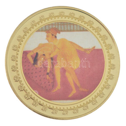 DN 'Kámaszutra - Lebegő egyesülés' aranyozott Cu multicolor érem, német nyelvű leírással, magyar tanúsítvánnyal T:UNC ND 'Kamasutra - Die schwebende Vereinigung' gold plated multicolor Cu coin with German language description and