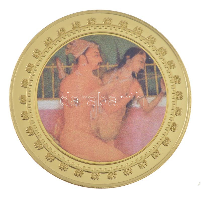 DN 'Kámaszutra - Viharos pozíció' aranyozott Cu multicolor érem, német nyelvű leírással, magyar tanúsítvánnyal T:UNC ND 'Kamasutra - Die stürmische Position' gold plated multicolor Cu coin with German language description and Hungarian