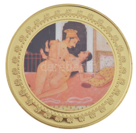 DN 'Kámaszutra - Tágra nyitott pozíció' aranyozott Cu multicolor érem, német nyelvű leírással, magyar tanúsítvánnyal T:UNC ND 'Kamasutra - Die weit geöffnete Stellung' gold plated multicolor Cu coin with German language description