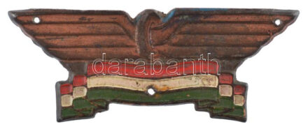 ~1950. 'Vasút' festett bronz lemezjelvény rögzítéshez szolgáló lyukakkal T:VF