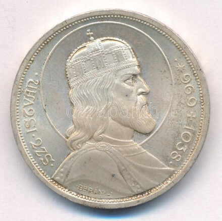 1938. 5P Ag 'Szent István' T:AU patina Adamo P8.1