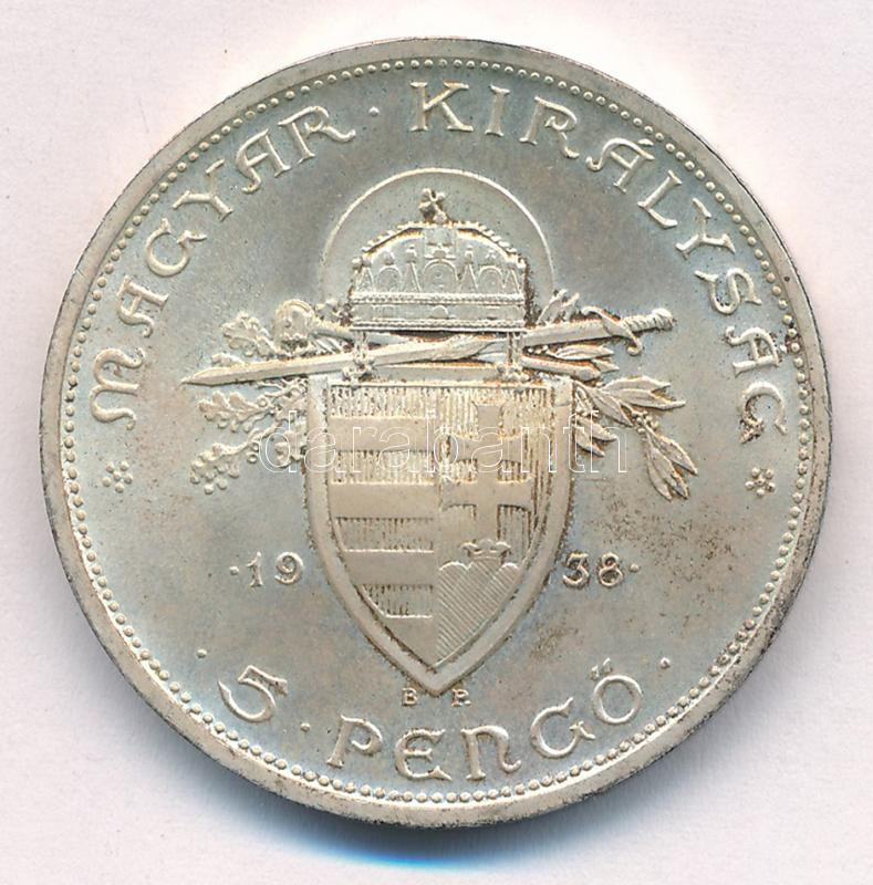 1938. 5P Ag 'Szent István' T:AU patina Adamo P8.1 - Image 2