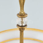 Egykezes sütemény kínáló. Réz, kézzel festett aranyozott üveg. cca 1850. kopott. d_: 16 cm - Image 2