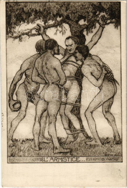 Fegyverszünet. Némethy Miklós ciklusának III. képe. Kiadja a Tolnay Könyvkiadó, Magyarország Területi Épségének Védelmi Ligája / 'The Armistice' Hungarian irredenta propaganda, Trianon s: Némethy M.