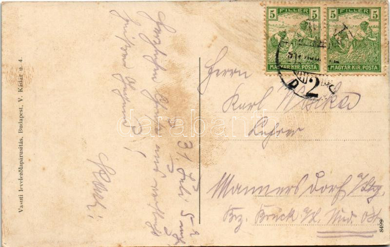 1917 Nyíregyháza, pályaudvar, vasútállomás. Vasúti levelezőlapárusítás 8499. (fl) - Image 2