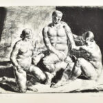 Tarjáni Simkovics Jenő (1895-1995): Herkules válaszúton. Rézkarc, papír, jelzett, 32×42 cm