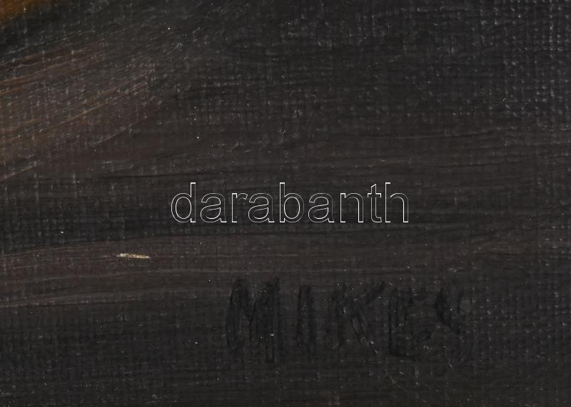 Münich Mikes Ödön (1878-?), nagyváradi festő, 1896-1904 között Nagybányán tanult: Csendélet porcelán figurával. Olaj, karton. Jelezve jobbra lent. Hátoldalán a művész bélyegzőjével. Korabeli, kissé sérült fakeretben. 30x36,5 - Image 3