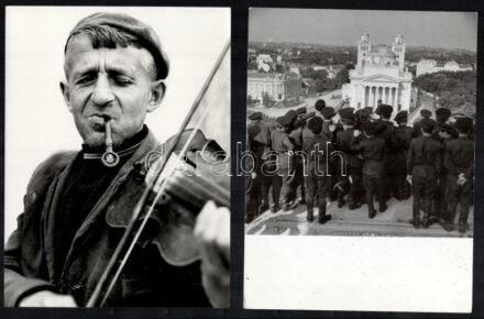 cca 1945 és cca 1980 között készült fényképek sokféle témáról (Eger, elefánt, juhász, évszakok, műemlék, hegedűs, portré, életkép, fürdőruha, stb.), néhány feliratozott, összesen 17 db vintage fotó, ezüst zselatinos