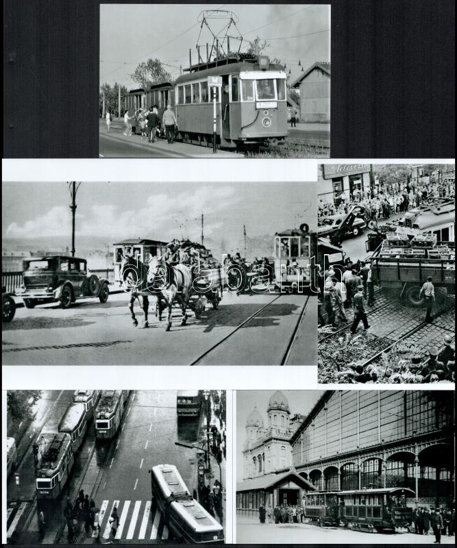 Budapesti villamosok tétele, cca 1980 előtt készült felvételek (az 1, 4, 18, 19, 47, 50 (ez éppen karambolozott), 58, 59, 60, 61, 68-as járatszámok olvashatók, a többi kutatást igényel), 13 db modern nagyítás, többek között a - Image 2