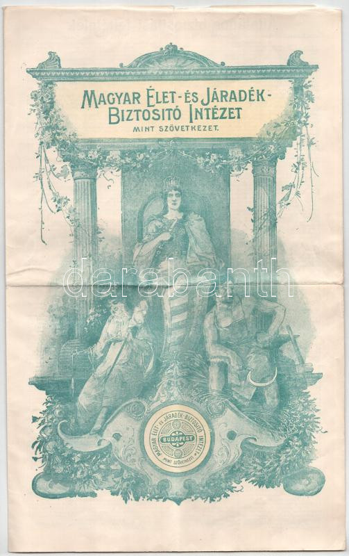 1924. 'Magyar Élet- és Járadék-biztosító Intézet' életbiztosítási kötvénye T:F