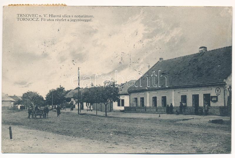1938 Tornóc, Trnovec nad Váhom (Vágsellye, Sala); Fő utca, jegyzőség / main street with notary office (EK) + '1938 Érsekújvár visszatért' So. Stpl