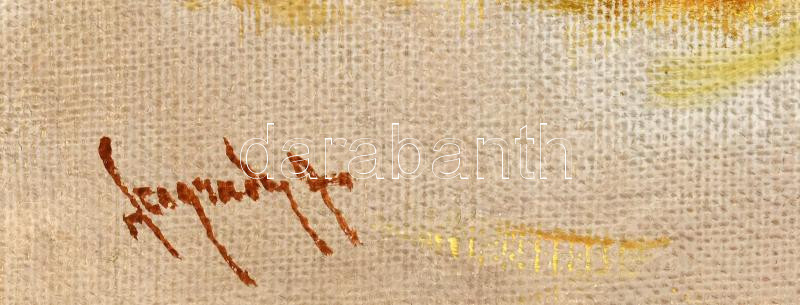 Neogrády Antal (1861-1942): Beszélgetők. Olaj, vászon, jelezve balra lent. 60x80 cm. Dekoratív fakeretben. / oil on canvas, signed, framed - Image 3