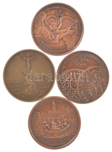 Fritz Mihály (1947-) 1988. 'MÉE Alba Regia Szervezete államalapítónk halálának emlékére / Szent István 1938 fejereklyetartó 1777' kétoldalas bronz emlékérem (42,5mm) + 1988. 'MÉE - A nagy árvíz emlékére - Wesselényi Miklós /