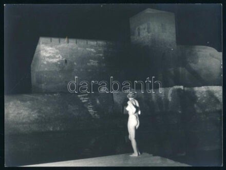 cca 1978 A gyulai vár éjszakai látogatója, Balogh Ferenc (1923-1993) békéscsabai fotóművész hagyatékából, jelzés nélküli, vintage fotóművészeti alkotás, ezüst zselatinos fotópapíron, 17,8x23,8 cm