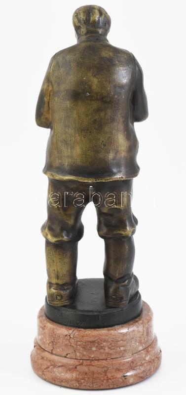 Szamosi Imre (1887-1965): Olvasó férfi. Bronz, jelzett, márvány talapzat, m: 27 cm - Image 3