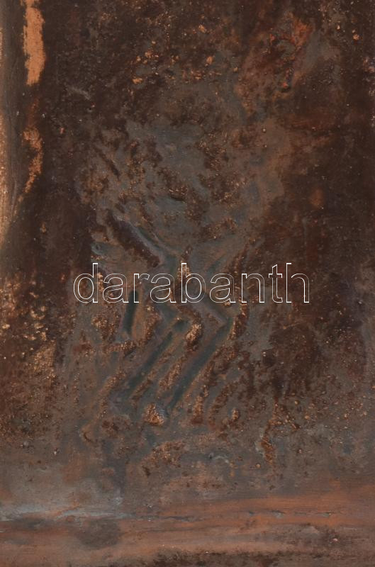 Benczédi Sándor (1912-1998): Férfi madárral. Terrakotta. Jelzett a hátoldalán. Szép állapotban. m: 23 cm - Image 4