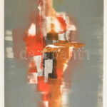 Dús László (1941-): Jeruzsálem, 1981. Monotípia, papír, jelzett, hátoldalán autográf felirattal, 91×58 cm / László Dús (1941-): Jerusalem, 1981. Monotype on paper, signed, with autograph description on the reverse, 91×58 cm