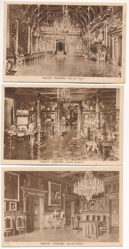 Trieste, Miramar - 10 pre-1945 interior postcards in their own case - Image 2