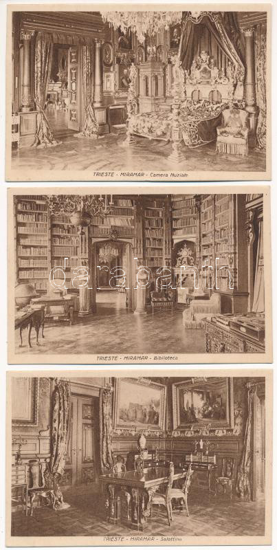 Trieste, Miramar - 10 pre-1945 interior postcards in their own case - Image 3