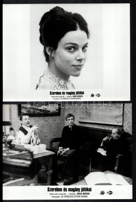 ,,Szerelem és magány játékai' című svéd - norvég film jelenetei és szereplői, 4 db vintage produkciós filmfotó ezüst zselatinos fotópapíron, a használatból eredő (esetleges) kisebb hibákkal, 18x24 cm