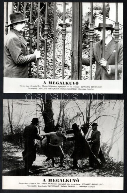 cca 1970 ,,A megalkuvó' című olasz - francia film jelenetei és szereplői, 9 db vintage produkciós filmfotó ezüst zselatinos fotópapíron, a használatból eredő (esetleges) kisebb hibákkal, 18x24 cm