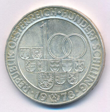Ausztria 1978. 100Sch Ag 'Az alberg alagút megnyitása' T:AU Austria 1978. 100 Schilling Ag 'Opening of the Alberg Tunnel' C:AU Krause KM#2941