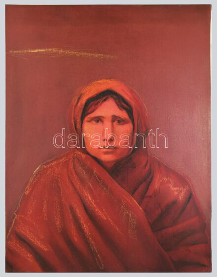 Ádám Zoltán (1959-2022): Cigánynő. Olaj, vászon. Jelezve a hátoldalon. 120x90 cm / Ádám Zoltán (1959-2022): Gypsy woman. Oil on canvas. Signed on the reverse. 120x90 cm.