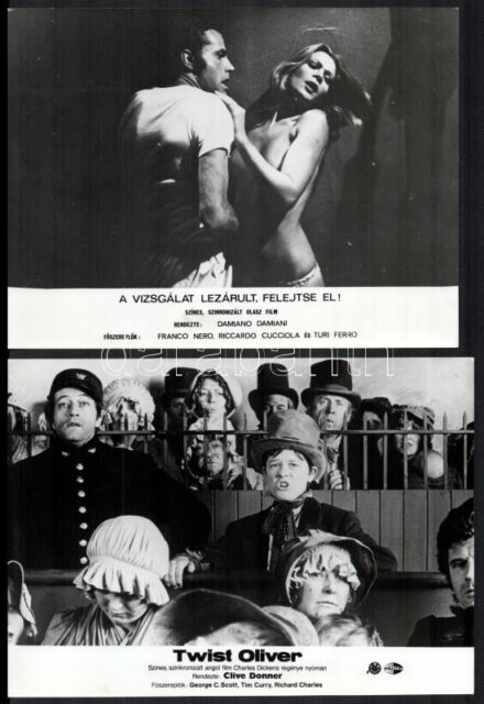 cca 1989 előtt, külföldön készült huszonhárom film egy-egy jelenete, 23 db vintage produkciós filmfotó ezüst zselatinos fotópapíron, a használatból eredő (esetleges) kisebb hibákkal, 18x24 cm