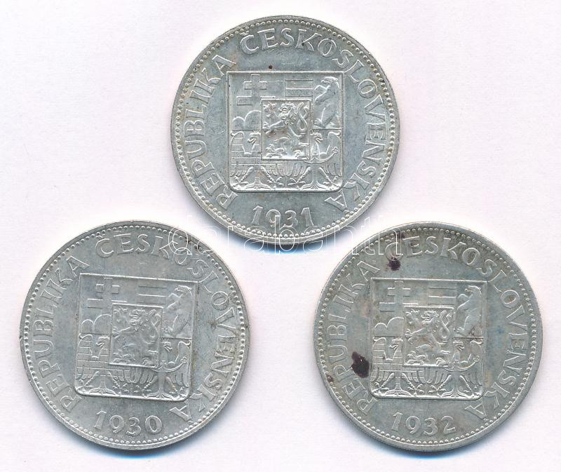 Csehszlovákia 1930-1932. 10K Ag (3x) T:XF Czechoslovakia 1930-1932. 10 Korun Ag (3x) C:XF Krause KM#15