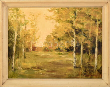 Hargitai Zsigmond (1942-2004): Erdőbelső. Olaj, farost, jelzett, fakeretben. 42x55 cm