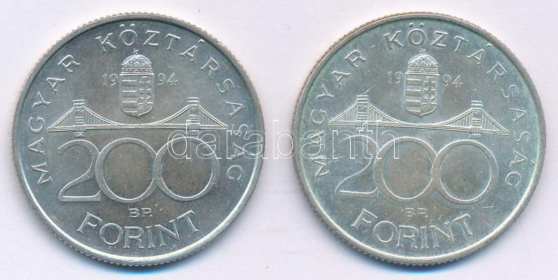 1994. 200Ft Ag 'Deák' (2x) T:AU,XF Adamo F13.1 - Image 2