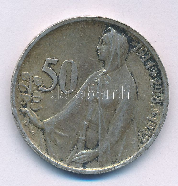 Csehszlovákia 1947. 50K Ag 'Szlovák felkelés' T:XF patina Czechoslovakia 1947. 50 Korun Ag 'Slovak uprising' C:XF patina Krause KM#24
