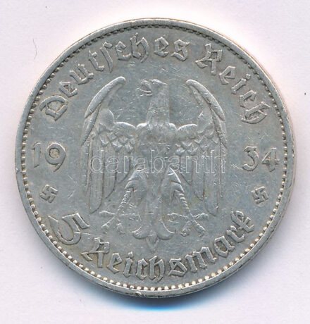 Német Harmadik Birodalom 1934G 5M Ag 'Garnisonkirche' T:XF ph. German Third Reich 1934G 5 Reichsmark Ag 'Garnisonkirche' C:XF edge error Krause KM#83