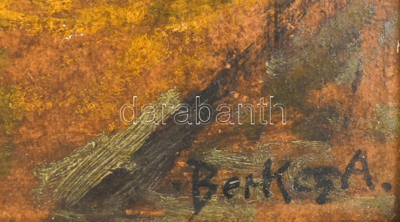 Berkes Antal (1874-1938): Az utca fényei. Olaj, karton. Jelezve jobbra lent. 23x24 cm. Dekoratív fakeretben. / oil on board, signed, framed - Image 3