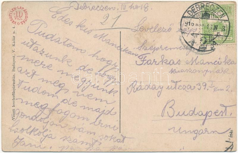 1916 Debrecen, Nagyerdei park és vízgyógyintézet. Vasúti levelezőlapárusítás 8548. (EB) - Image 2