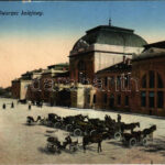 1915 Tarnów, Dworzec kolejowy / railway station, tram, horse chariots (EK)
