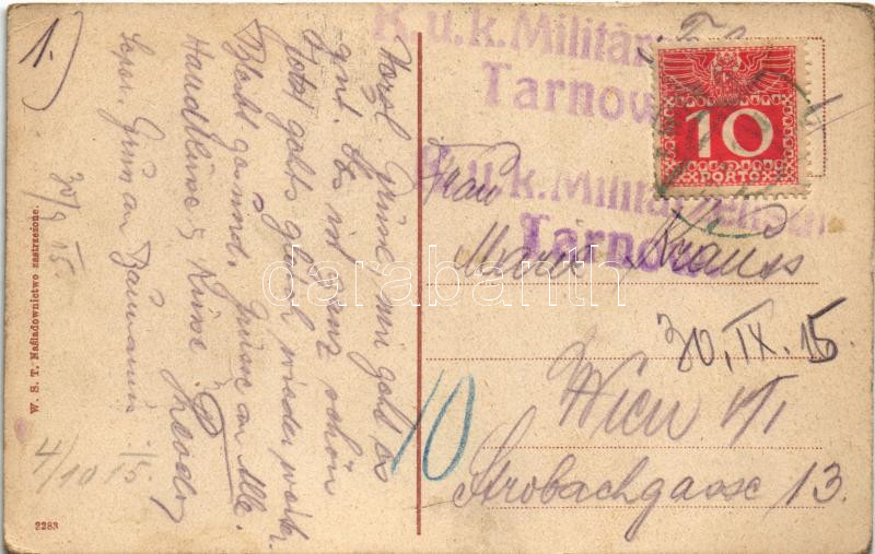 1915 Tarnów, Dworzec kolejowy / railway station, tram, horse chariots (EK) - Image 2