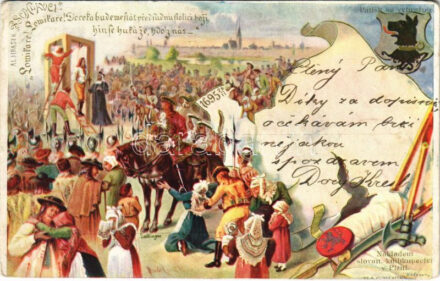 1899 (Vorläufer) Al. Jirásek: Psohlavci 1695. 11. 28. Nákladem slovan. knihkupectví v Plzni - Execution of Jan Sladky Kozina, Czech revolutionary leader of the Chodové peasant rebellion at the end of the 17th century / Jan Sladky Kozina, a 17.