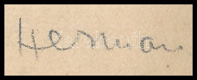 Hermann Lipót (1884-1972): Dögei Imre (1896-1919), Kun Béla testőrének portréja. Ceruza, papír, jelzett, 19,5x10 cm - Image 2