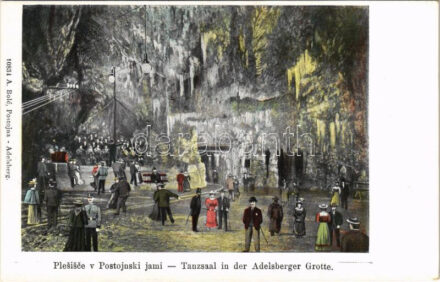 Postojnska jama, Adelsberger Grotte; Plesisce v Postojnski jami / Tanzsaal / dancing hall in the cave, interior