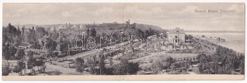 Balatonföldvár, Zrínyi szálloda, fürdőkabinok. 2-részes kinyitható panorámalap (EK)