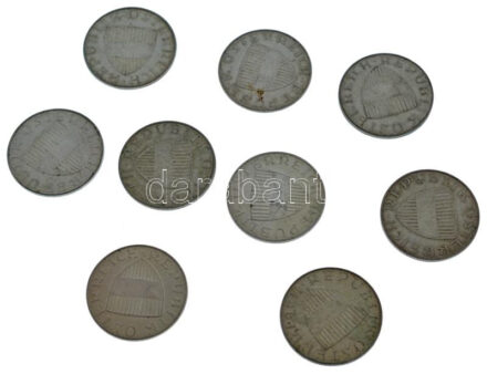 Ausztria 1957-1973. 10Sch Ag (9xklf) T:XF-F Austria 1957-1971. 10 Schilling Ag (9xdiff) C:XF-F Krause KM#2882