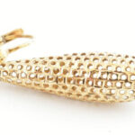 Arany (Au) 14K áttört, csepp alakú fülbevalópár, jelzett, 5×0,9 cm, nettó: 3,3 g - Image 2