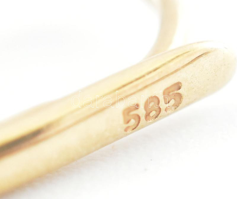 Arany (Au) 14K áttört, csepp alakú fülbevalópár, jelzett, 5×0,9 cm, nettó: 3,3 g - Image 3