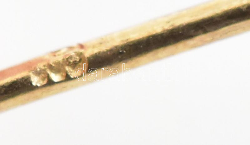 Arany (Au) 14K gyöngyös, köves fülbevalópár, jelzett, 1,6×0,7 cm, bruttó: 1,7 g - Image 3
